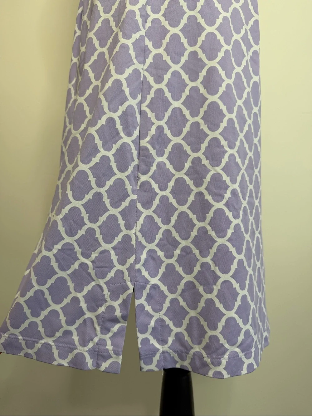 J McLaughlin Sz S Catalina Cloth Dress 3/4 Sleeve Purple White V Neck Stretch